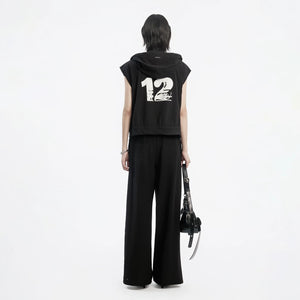 Lapargay hooded zip sleeveless vest back print accent clean tailoring craftsmanship L78201410V - Lapargay