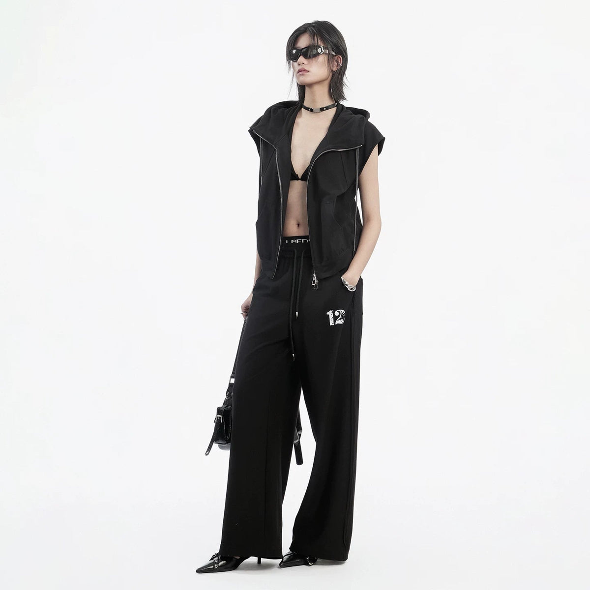 Lapargay hooded zip sleeveless vest back print accent clean tailoring craftsmanship L78201410V - Lapargay