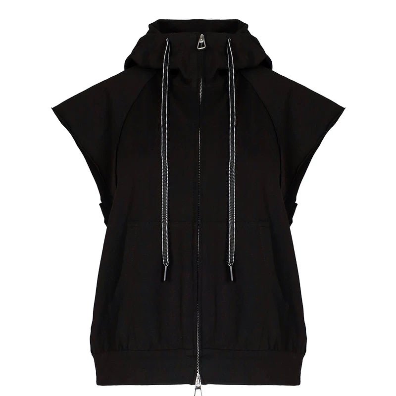 Lapargay hooded zip sleeveless vest back print accent clean tailoring craftsmanship L78201410V - Lapargay