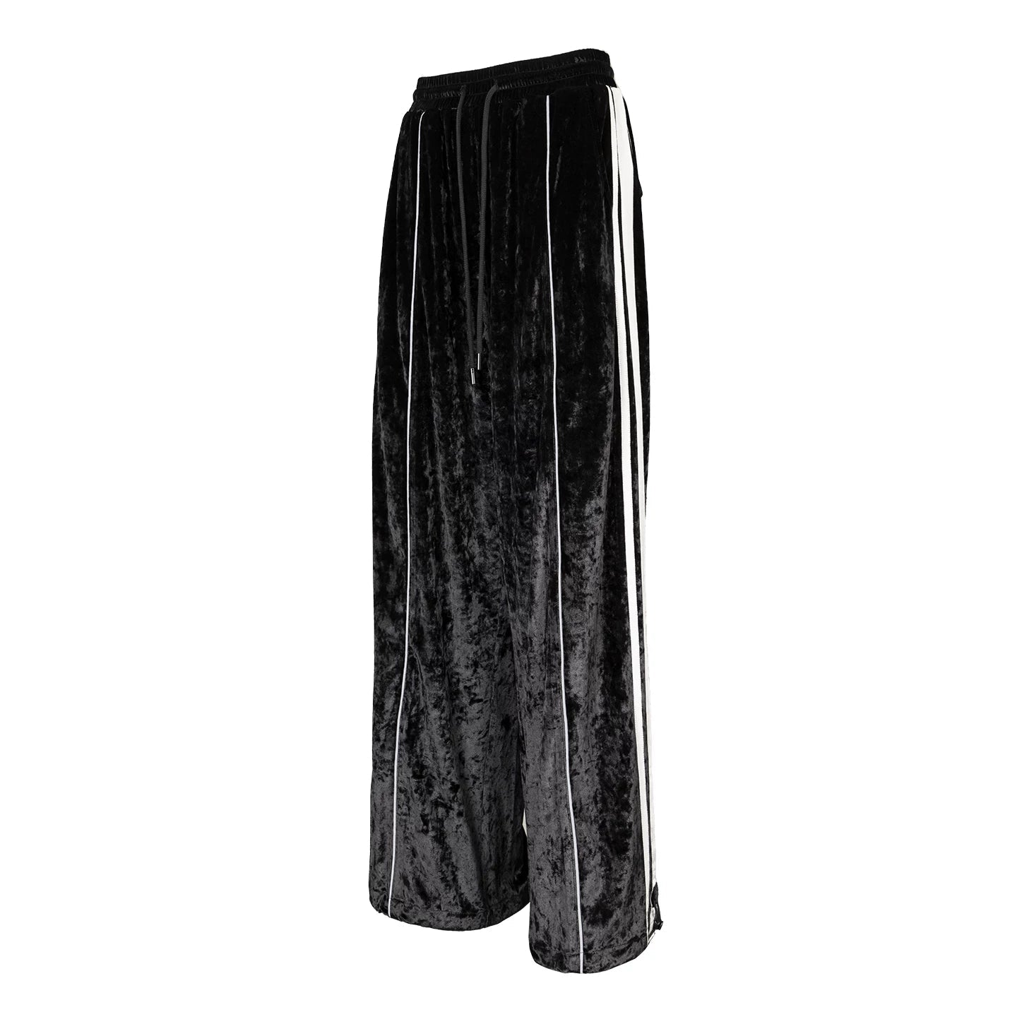 Lapargay ice-feel velvet fabric, side white trim, figure-flattering wide-leg long pants L78102633V - Lapargay