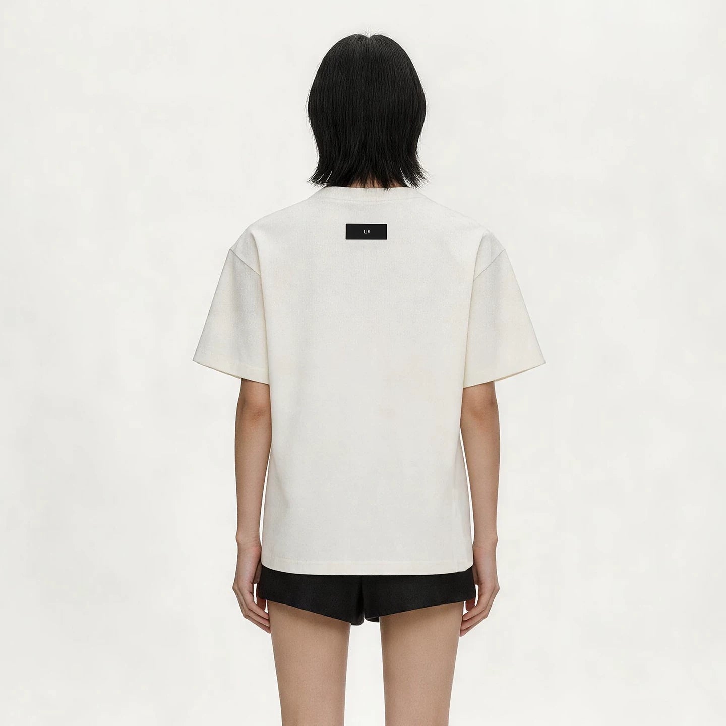 Lapargay Ink Forest Print Side Slit Design Comfortable Loose White T-shirt L75200212C - Lapargay