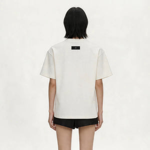 Lapargay Ink Forest Print Side Slit Design Comfortable Loose White T-shirt L75200212C - Lapargay