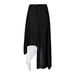 Lapargay irregular long half skirt with double-layer splicing and black-and-white contrast L78209102C - Lapargay