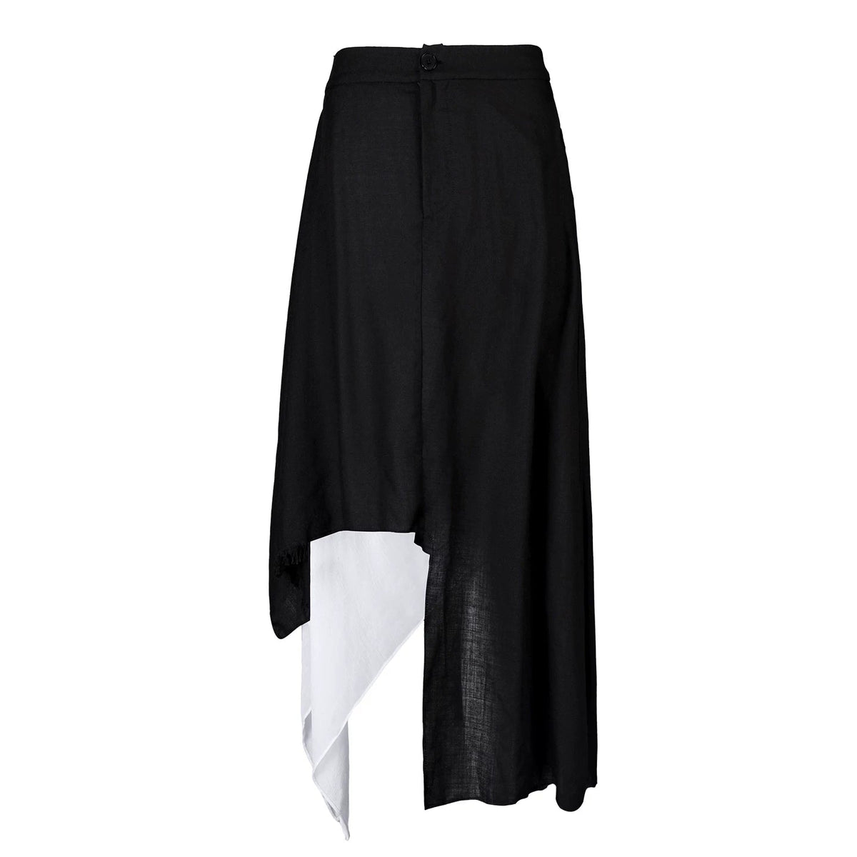Lapargay irregular long half skirt with double-layer splicing and black-and-white contrast L78209102C - Lapargay