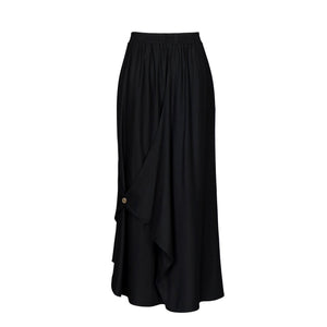 Lapargay Irregular Skirt Elastic Waist Non-Tightening Metal Button Detail Adds Layers L78209106V - Lapargay
