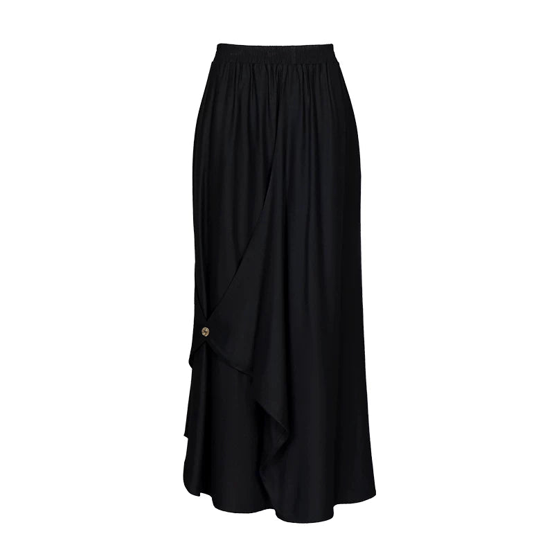 Lapargay Irregular Skirt Elastic Waist Non-Tightening Metal Button Detail Adds Layers L78209106V - Lapargay
