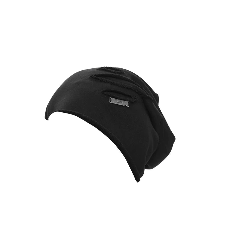 Lapargay Lazy Stacked Hat Design with Distressed and Frayed Details, Metal Logo Accent L78106003X - Lapargay