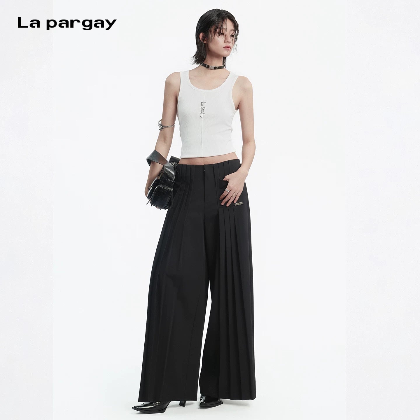 Lapargay Light Luxury Casual Wide-Leg Pants, Neat Pleats, Figure-Flattering Long Pants L78202614V - Lapargay