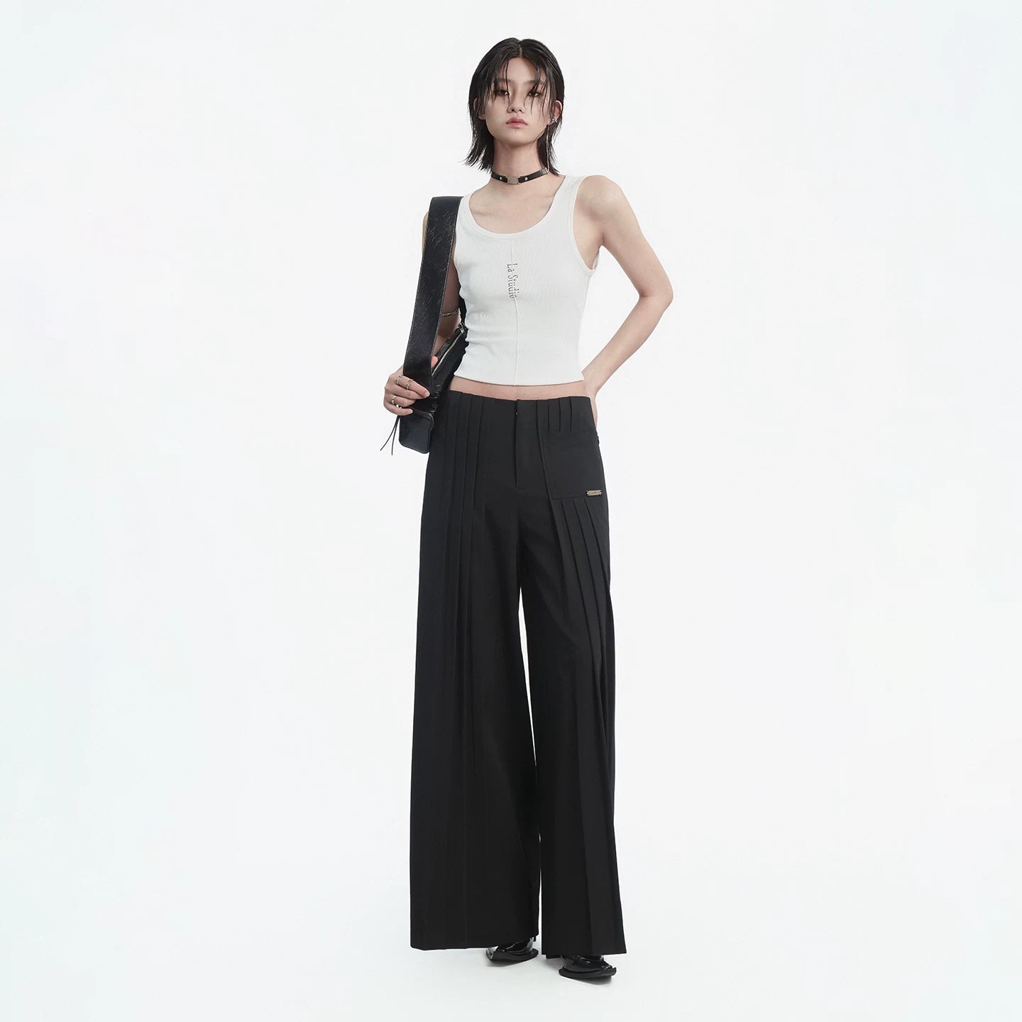 Lapargay Light Luxury Casual Wide-Leg Pants, Neat Pleats, Figure-Flattering Long Pants L78202614V - Lapargay