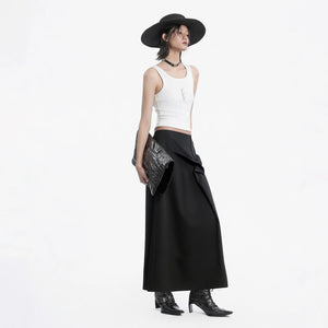 Lapargay light luxury long half skirt with side button decoration, suitable for multiple daily occasions L78209109V - Lapargay