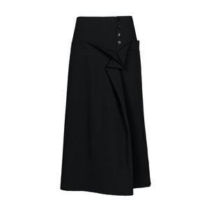 Lapargay light luxury long half skirt with side button decoration, suitable for multiple daily occasions L78209109V - Lapargay