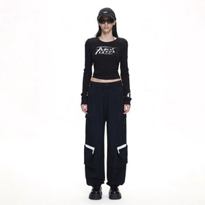 Lapargay Lightweight textured jogger pants with side zip pockets and casual street style L66102611C - Lapargay