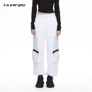 Lapargay Lightweight textured jogger pants with side zip pockets and casual street style L66102611C - Lapargay