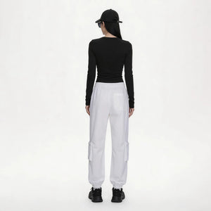 Lapargay Lightweight textured jogger pants with side zip pockets and casual street style L66102611C - Lapargay