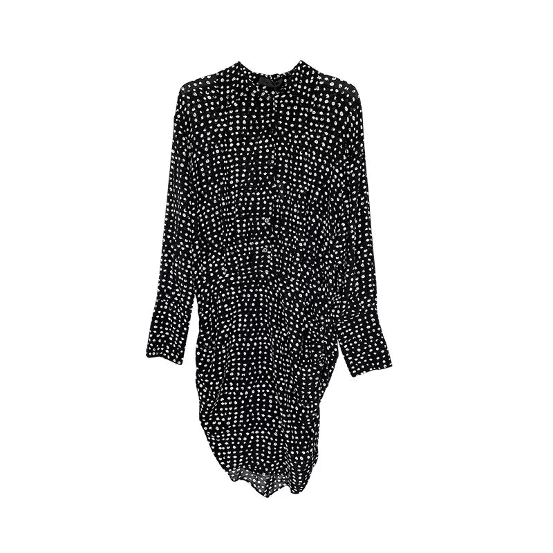 Lapargay Long-sleeve striped shirt dress 2026 spring new women's personality mid-long design sense dress - Lapargay