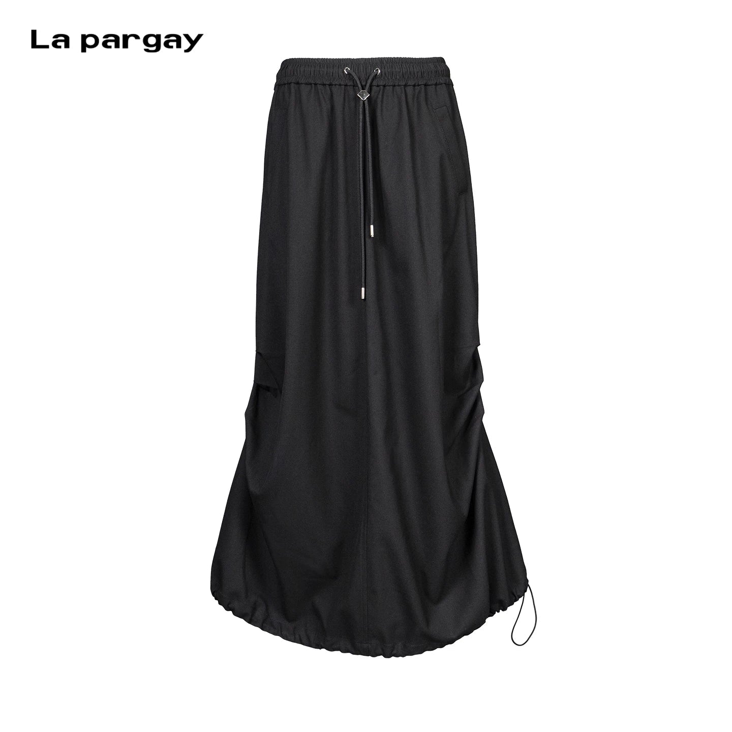 Lapargay loose silhouette drawstring waist cinching personalized utility long skirt L78109101C - Lapargay