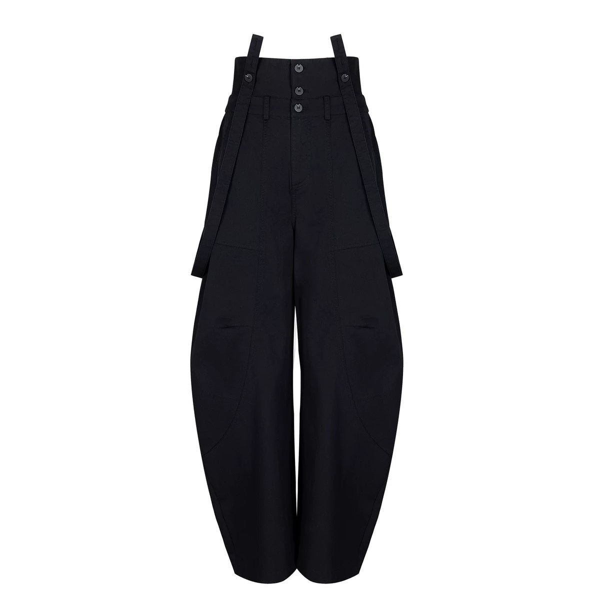 Lapargay Loose Wide Leg Casual Pants High Waist Three-Button Design Double Suspender Decoration L78202608V - Lapargay
