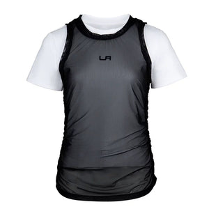 Lapargay mesh layering T-shirt with slightly sheer slim fit and pleated design L78200210C - Lapargay