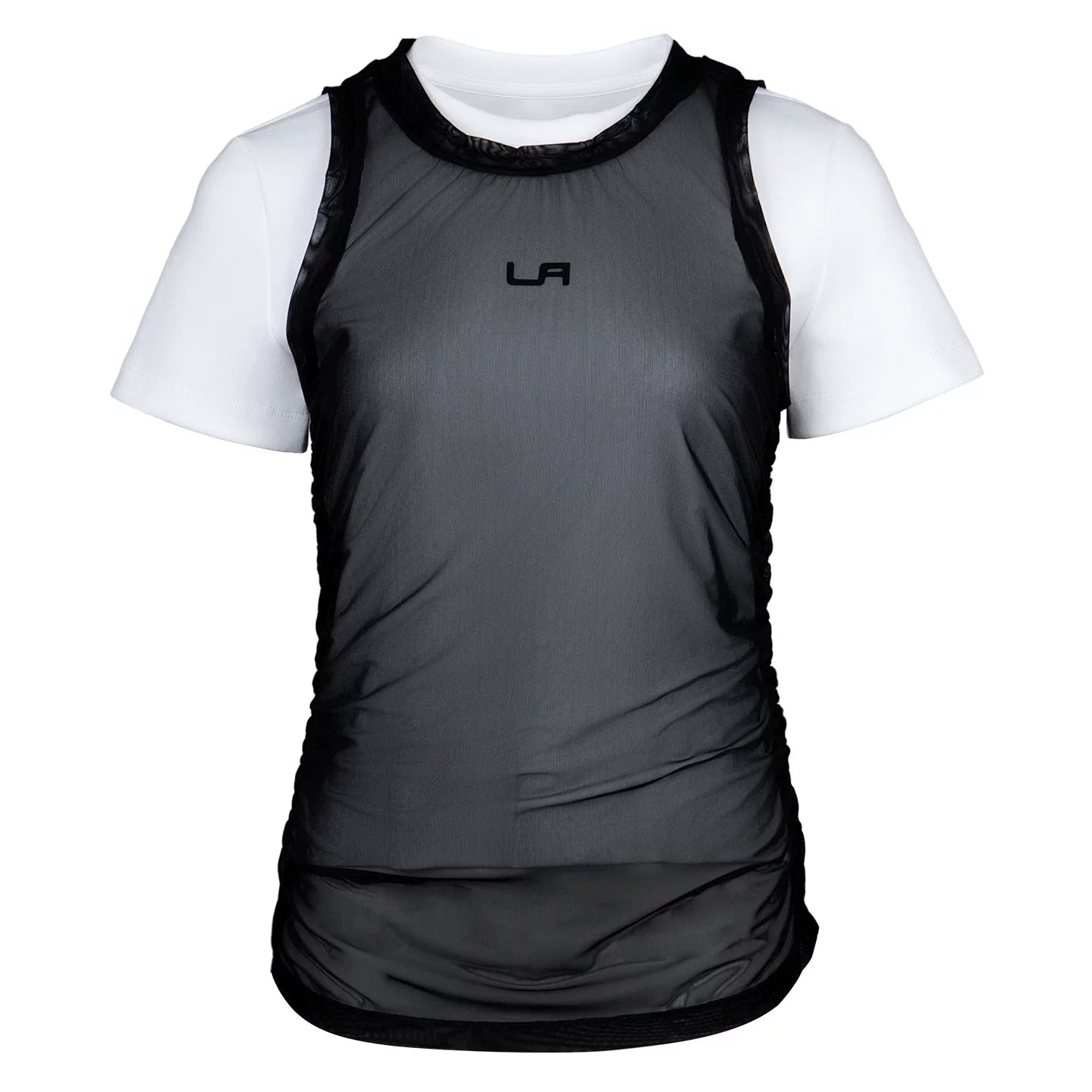 Lapargay mesh layering T-shirt with slightly sheer slim fit and pleated design L78200210C - Lapargay