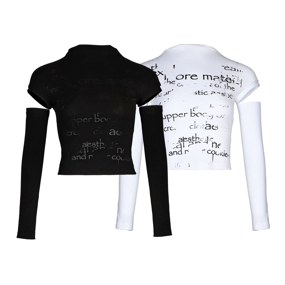 Lapargay mock neck slim fit T-shirt niche distressed design detachable sleeve top L78200224V - Lapargay
