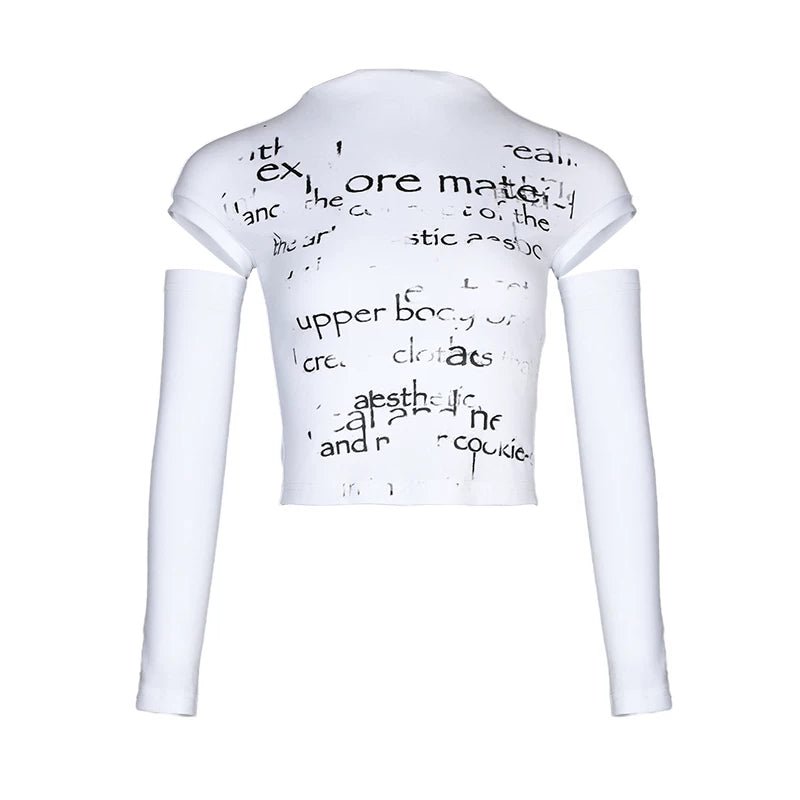 Lapargay mock neck slim fit T-shirt niche distressed design detachable sleeve top L78200224V - Lapargay
