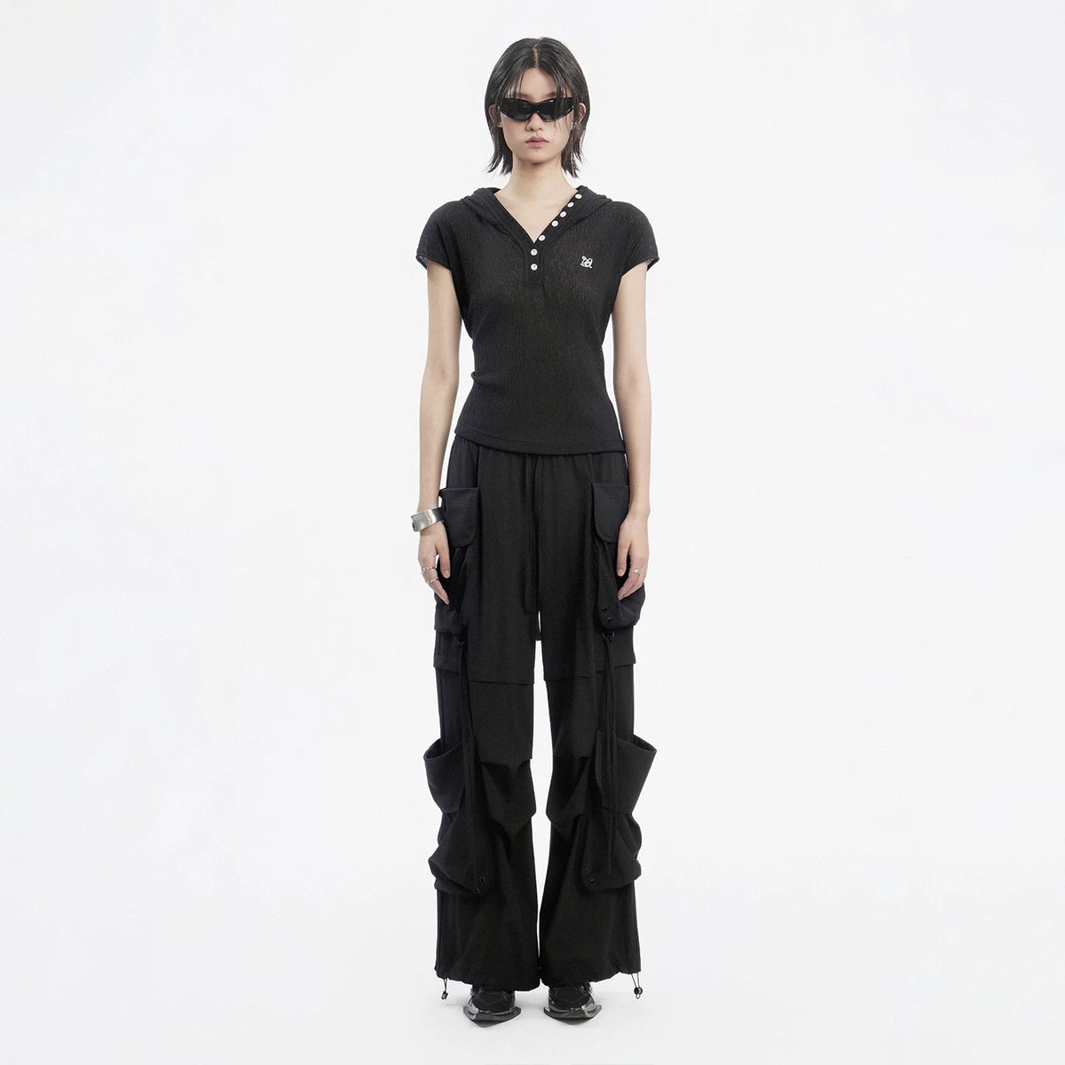 Lapargay Multi-pocket Casual Pants Adjustable Hem Suitable for Various Outfit Styles L78202613A - Lapargay