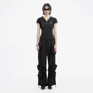 Lapargay Multi-pocket Casual Pants Adjustable Hem Suitable for Various Outfit Styles L78202613A - Lapargay