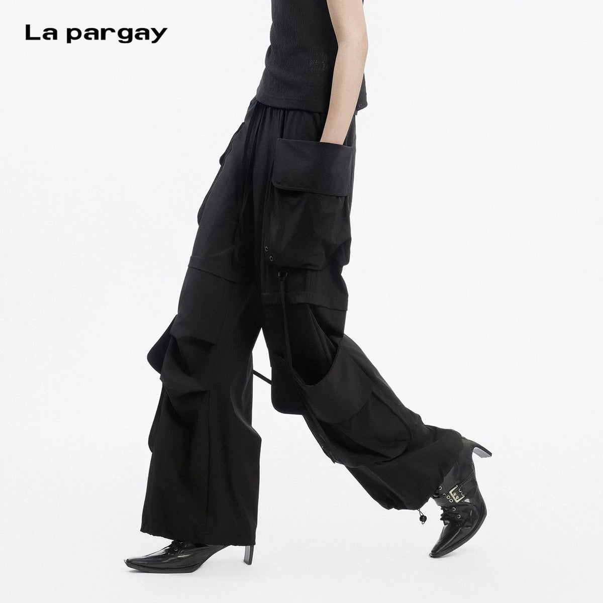 Lapargay Multi-pocket Casual Pants Adjustable Hem Suitable for Various Outfit Styles L78202613A - Lapargay