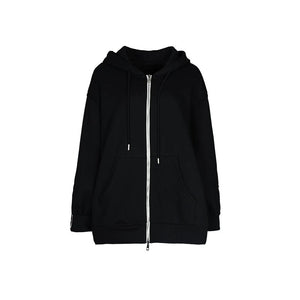 Lapargay Multi-Zip Hooded Short Jacket with Loose Drop Shoulder, Cool Dark Style L78101307V - Lapargay