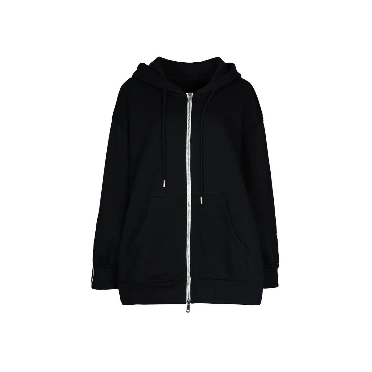 Lapargay Multi-Zip Hooded Short Jacket with Loose Drop Shoulder, Cool Dark Style L78101307V - Lapargay