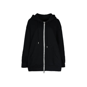 Lapargay Multi-Zip Hooded Short Jacket with Loose Drop Shoulder, Cool Dark Style L78101307V - Lapargay