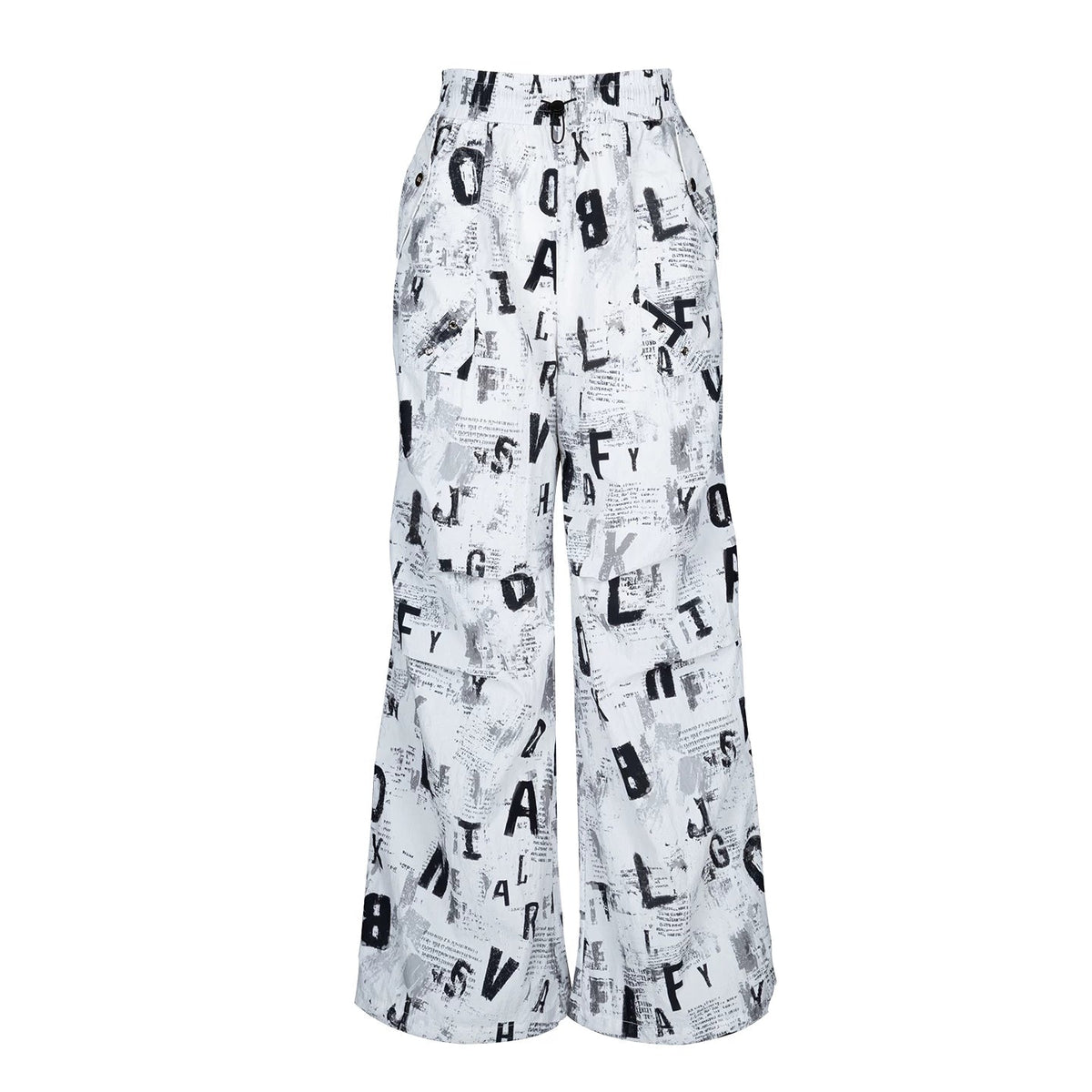 Lapargay Newspaper-Style Letter Print Loose Straight Leg Hip-Covering Street Chic Casual Pants L78202615V - Lapargay