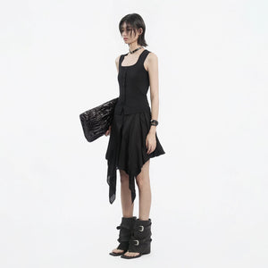 Lapargay Niche Dark Style Skirt, Unique Tailoring, Layered Irregular Little Black Skirt L78209203V - Lapargay