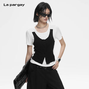 Lapargay One-Piece Paneled T-Shirt, Neat and Slimming, Creating Stylish Outfits L78200214V - Lapargay
