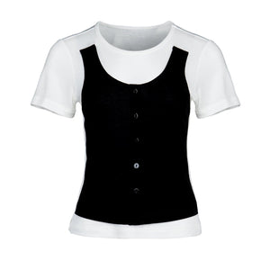 Lapargay One-Piece Paneled T-Shirt, Neat and Slimming, Creating Stylish Outfits L78200214V - Lapargay