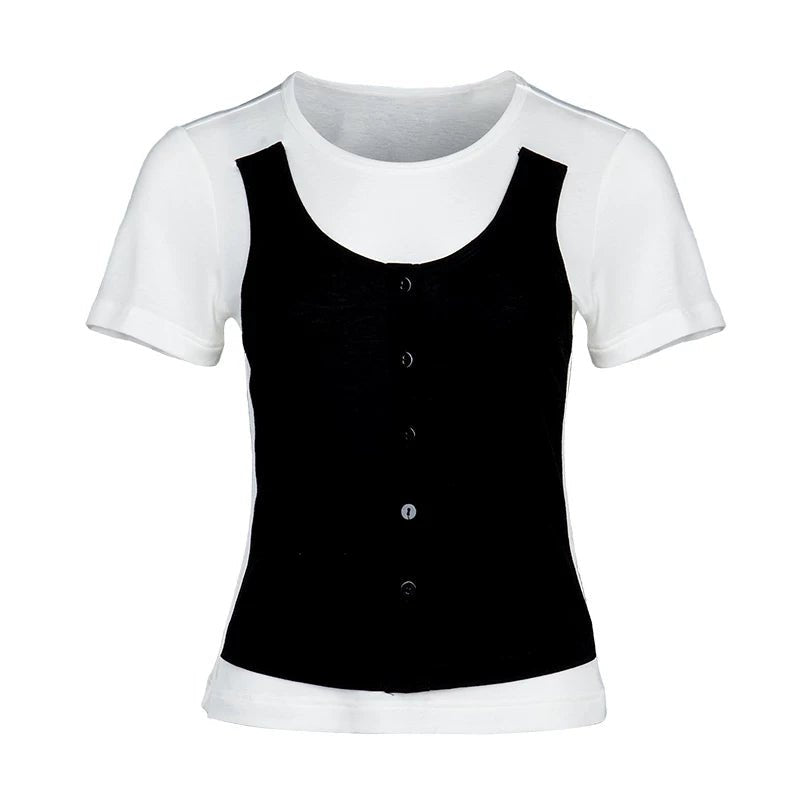 Lapargay One-Piece Paneled T-Shirt, Neat and Slimming, Creating Stylish Outfits L78200214V - Lapargay