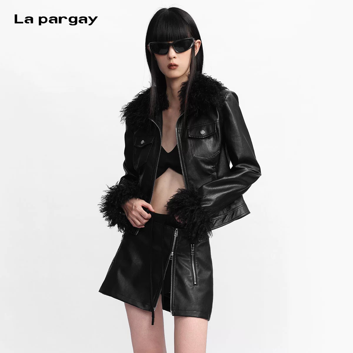 Lapargay Power Plush Eco-leather Jacket Contemporary Pioneer Street Style L78101219V - Lapargay