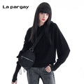 Lapargay pullover long sleeve hoodie coat early spring new women's black personality casual hooded top - Lapargay