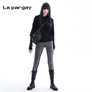 Lapargay pullover long sleeve hoodie coat early spring new women's black personality casual hooded top - Lapargay
