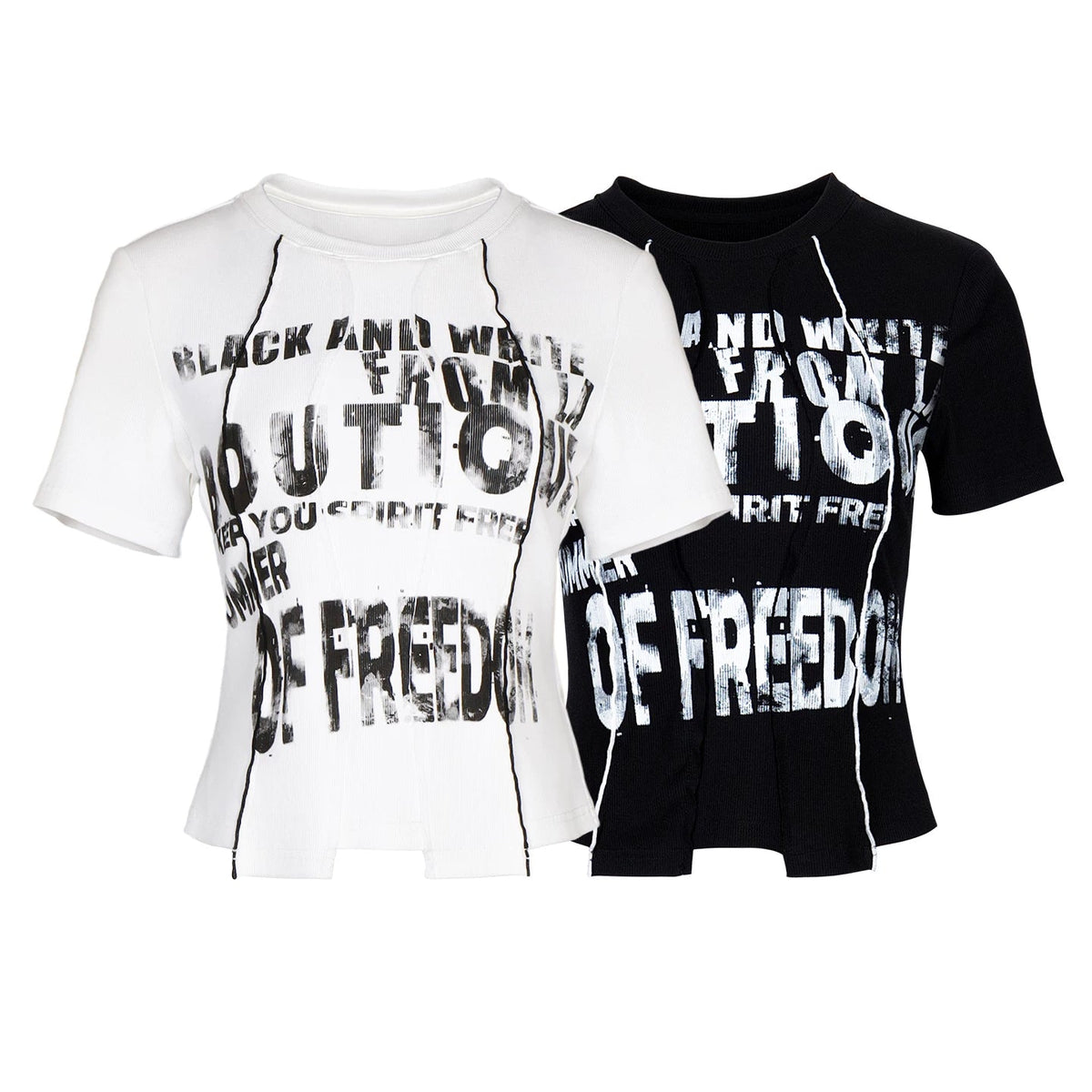 Lapargay round-neck short-sleeve T-shirt with slim waist-cinching fit and visible seam line design L78200223V - Lapargay