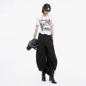 Lapargay round-neck short-sleeve T-shirt with slim waist-cinching fit and visible seam line design L78200223V - Lapargay