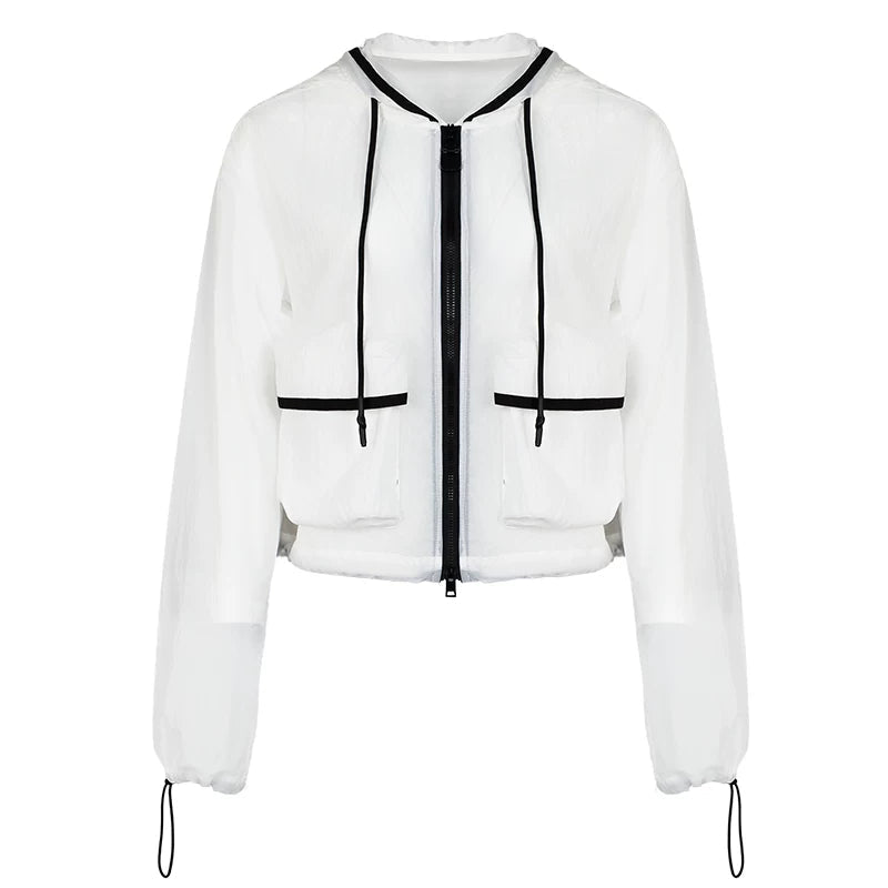 Lapargay short hooded jacket, lightweight and breathable, color-block details, multi-pocket design L75201202C - Lapargay