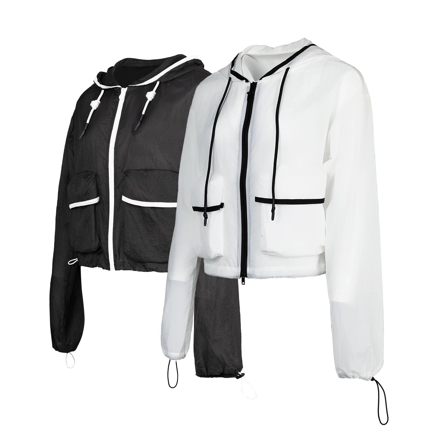 Lapargay short hooded jacket, lightweight and breathable, color-block details, multi-pocket design L75201202C - Lapargay