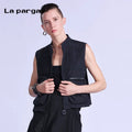 Lapargay short sleeveless vest 2026 spring new women's black personality fashion casual design top - Lapargay