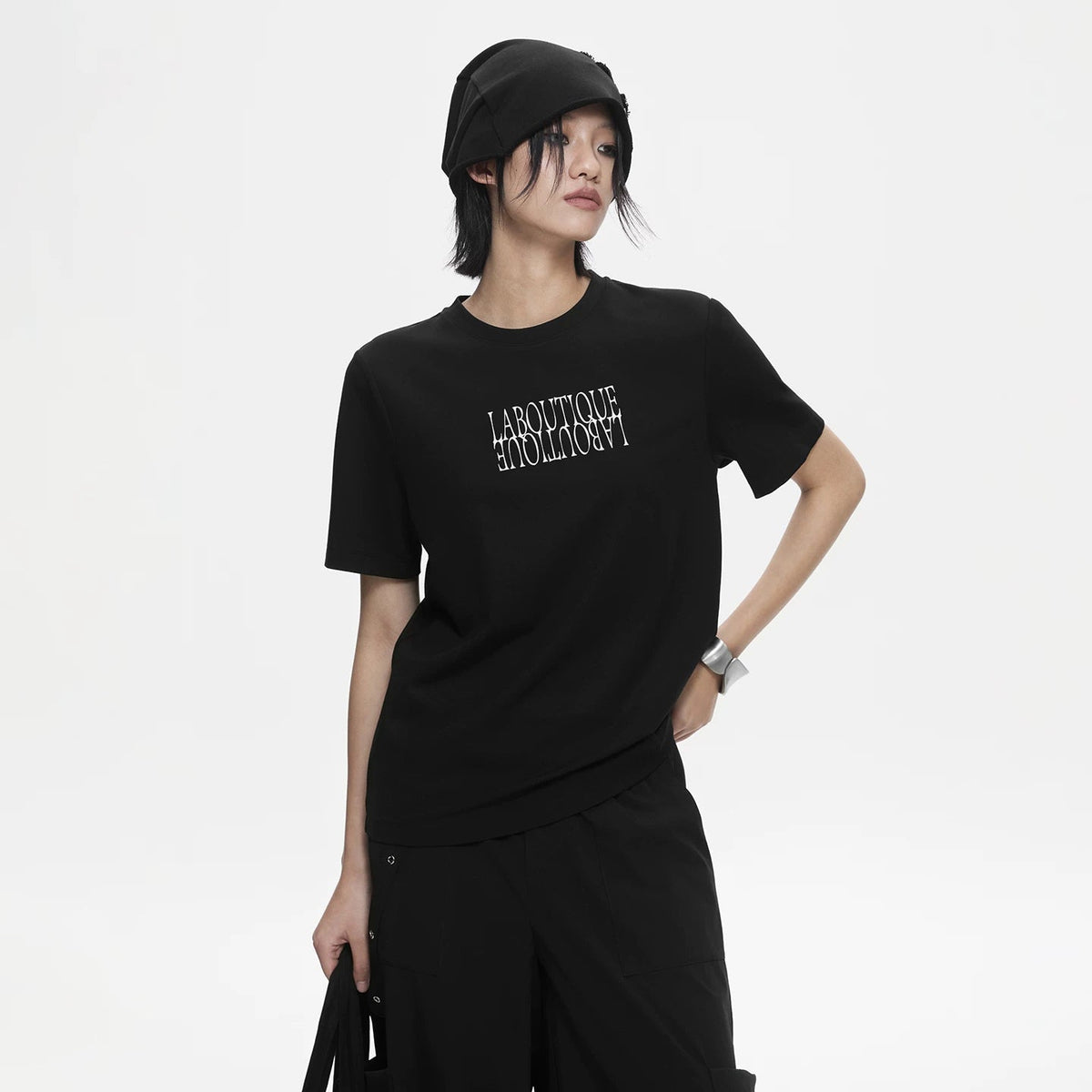 Lapargay Simple Regular Shoulder Short Sleeve T-Shirt Clean Cut Slimming Not Picky on Body Shape L78200221C - Lapargay