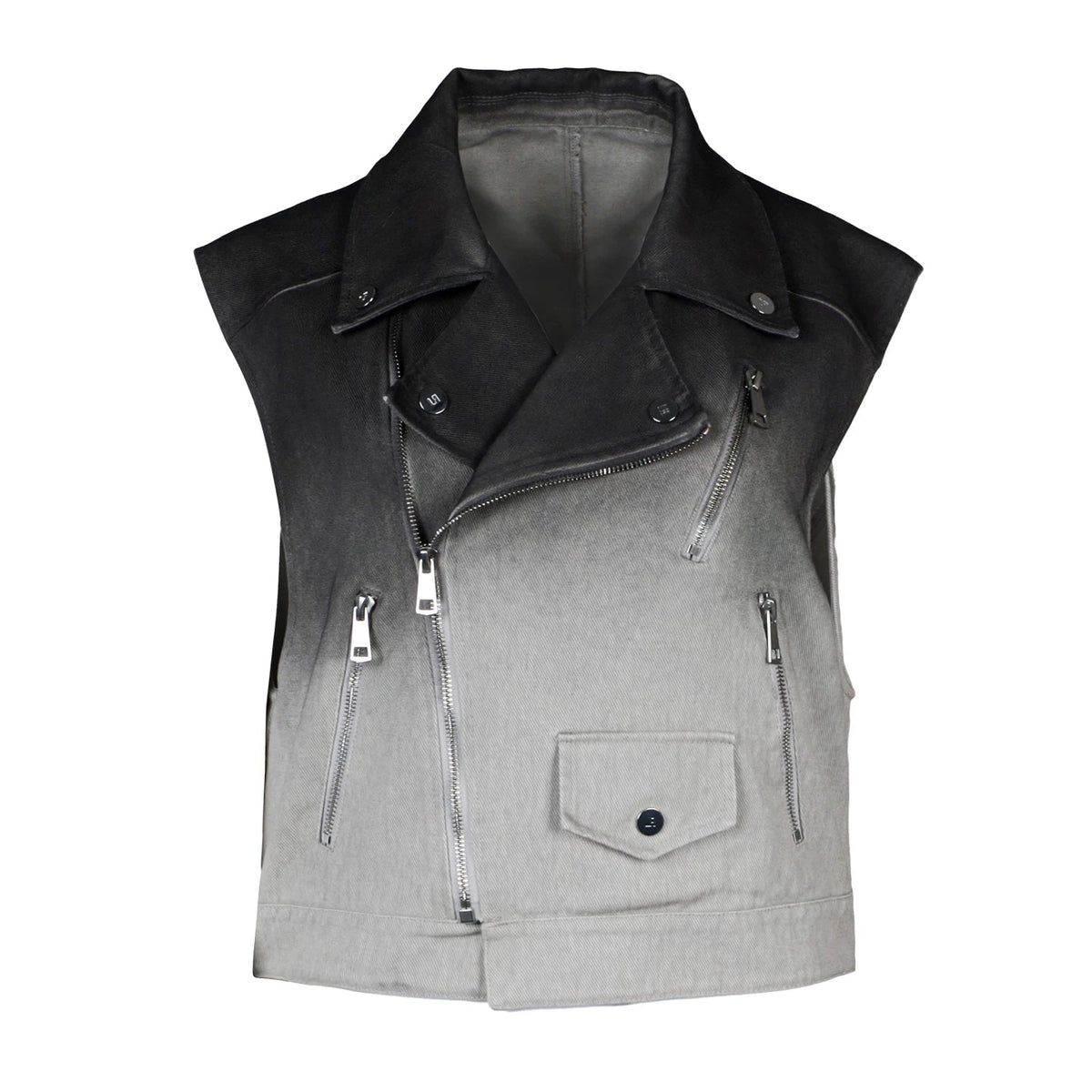 Lapargay sleeveless lapel vest gradient denim short jacket chic versatile shrug L78201401V - Lapargay