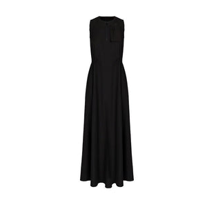 Lapargay sleeveless long dress cinched waist drawstring half-zip design L78209001C - Lapargay