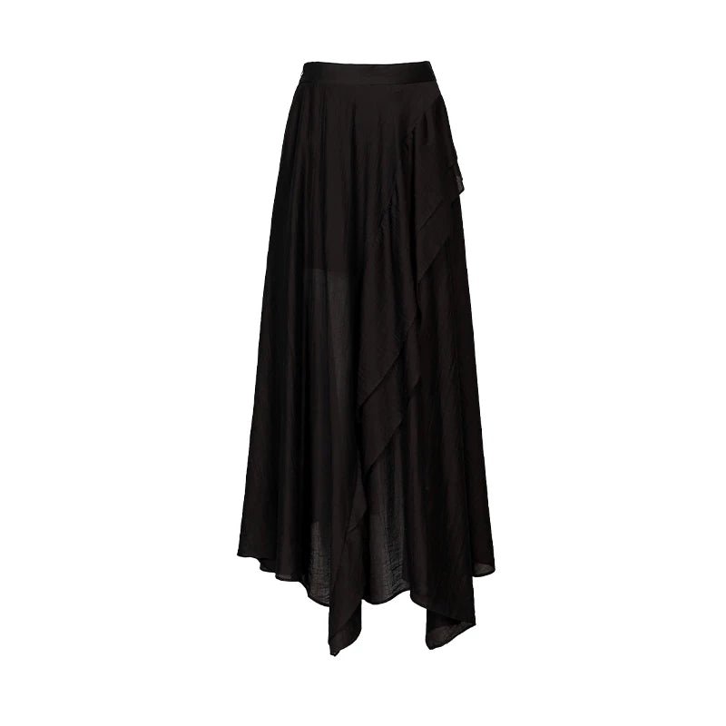 Lapargay slightly sheer irregular half skirt with layered ruffle design for a flowing atmosphere L78209110V - Lapargay