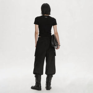 Lapargay slim-fit cropped T-shirt retro letter print hot girl style high-waist top L75200206V - Lapargay