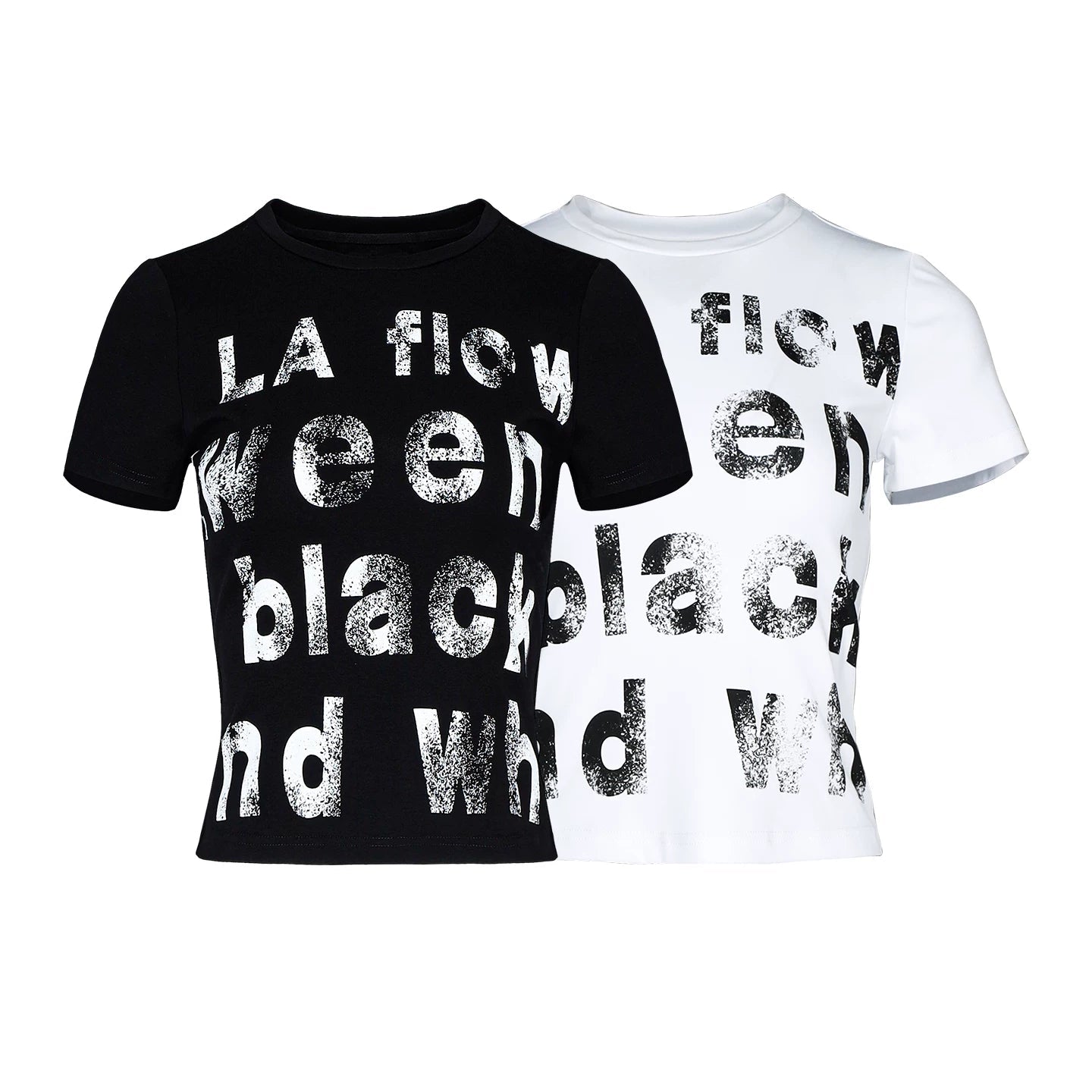 Lapargay slim-fit cropped T-shirt retro letter print hot girl style high-waist top L75200206V - Lapargay